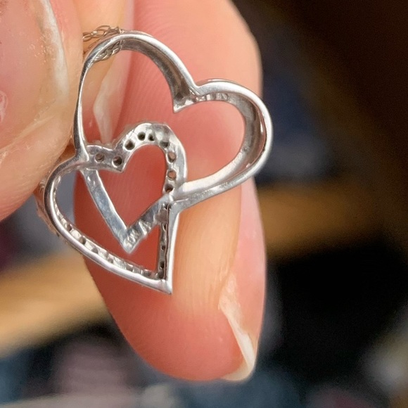 10k White Gold Necklace with 1/10 Carat Diamonds - Picture 2 of 6